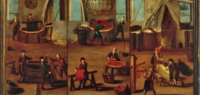 Insegna o «tavoletta» dei tintori di panni, 1522 (restaurata nel 1730). Venezia, Museo Correr